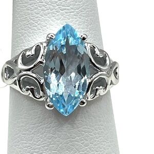 Sky Blue Topaz size 6 Marquise Sterling Silver Solitaire Ring